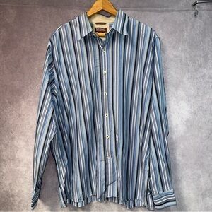 Michael Kors Men’s Button Down Shirt XL Blue Stripes